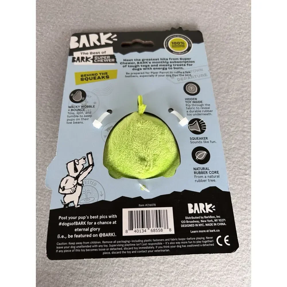Bark New Dog toys Groundhog Dave, Piper Parrot, Slobbery Icecream Cone Set of 3